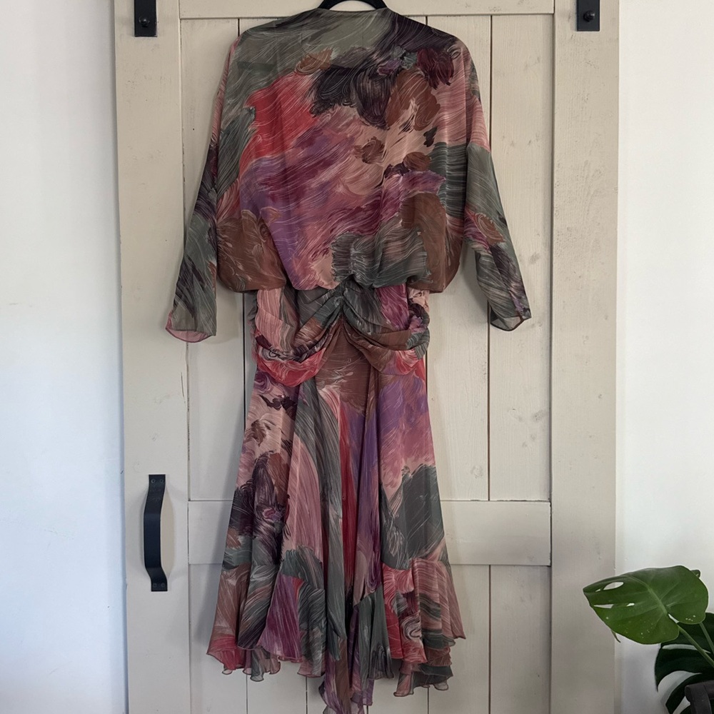 Vintage Abstract Watercolor Midi Dress